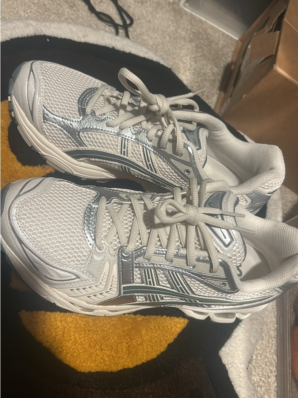 ASICS White and Silver Athletic Sneakers